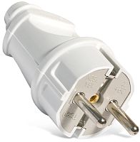 Вилка электрическая с заземлением прямая UNIVersal 16А белый картинка 